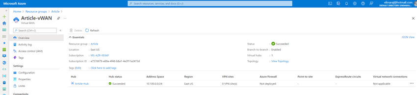 Creating an Azure Virtual WAN